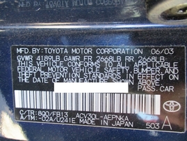 2003 TOYOTA CAMRY LE NAVY BLUE 2.4L AT Z16258
